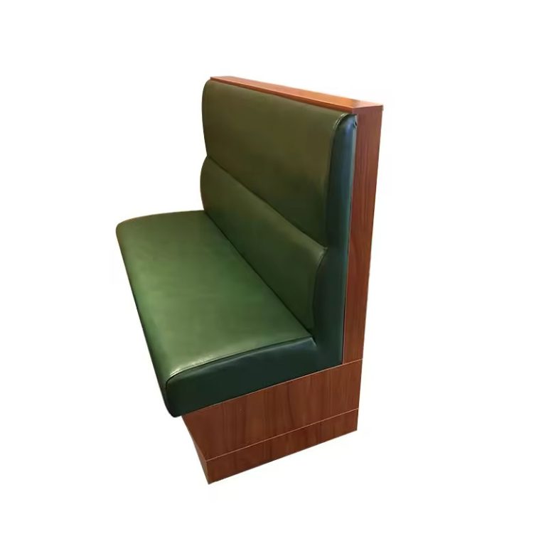 Green Upholstered Restaurant Booth with Wooden Base
