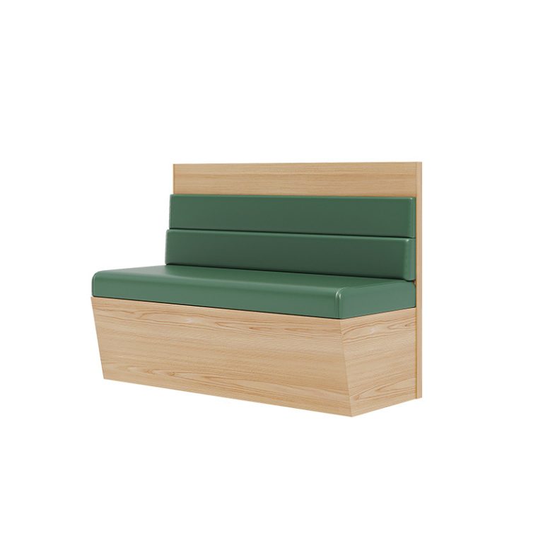 Wooden Base Green Upholstered Restaurant Booth Seating